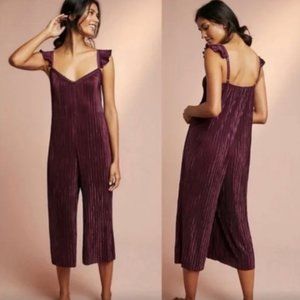 Anthropologie Floreat Willow Sleep Satin Pleated Jumpsuit Romper Pajamas
